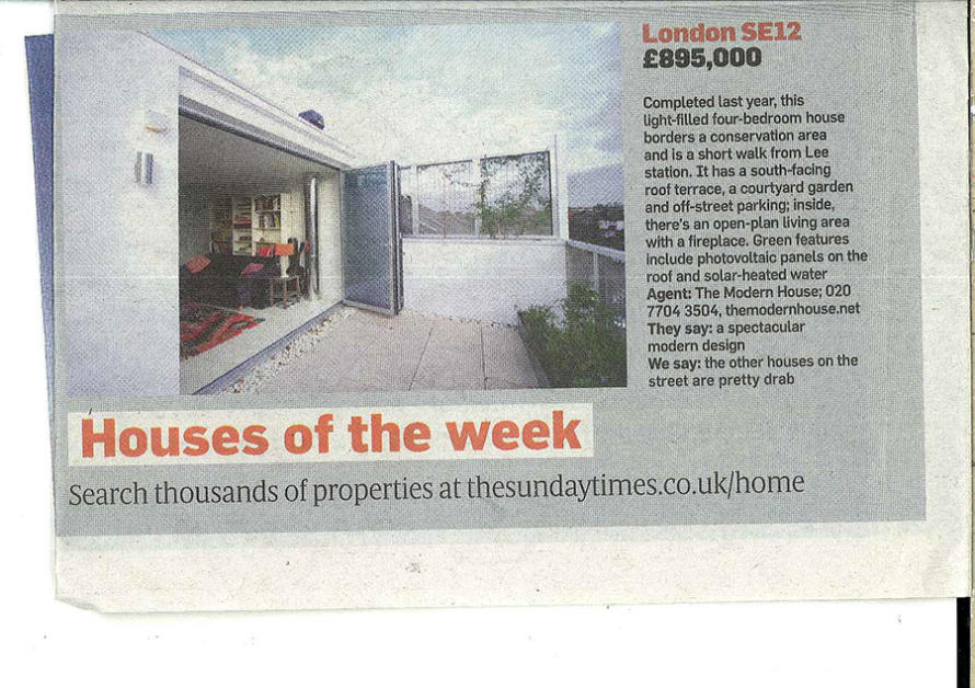 The Turrent House in Sunday Times Home